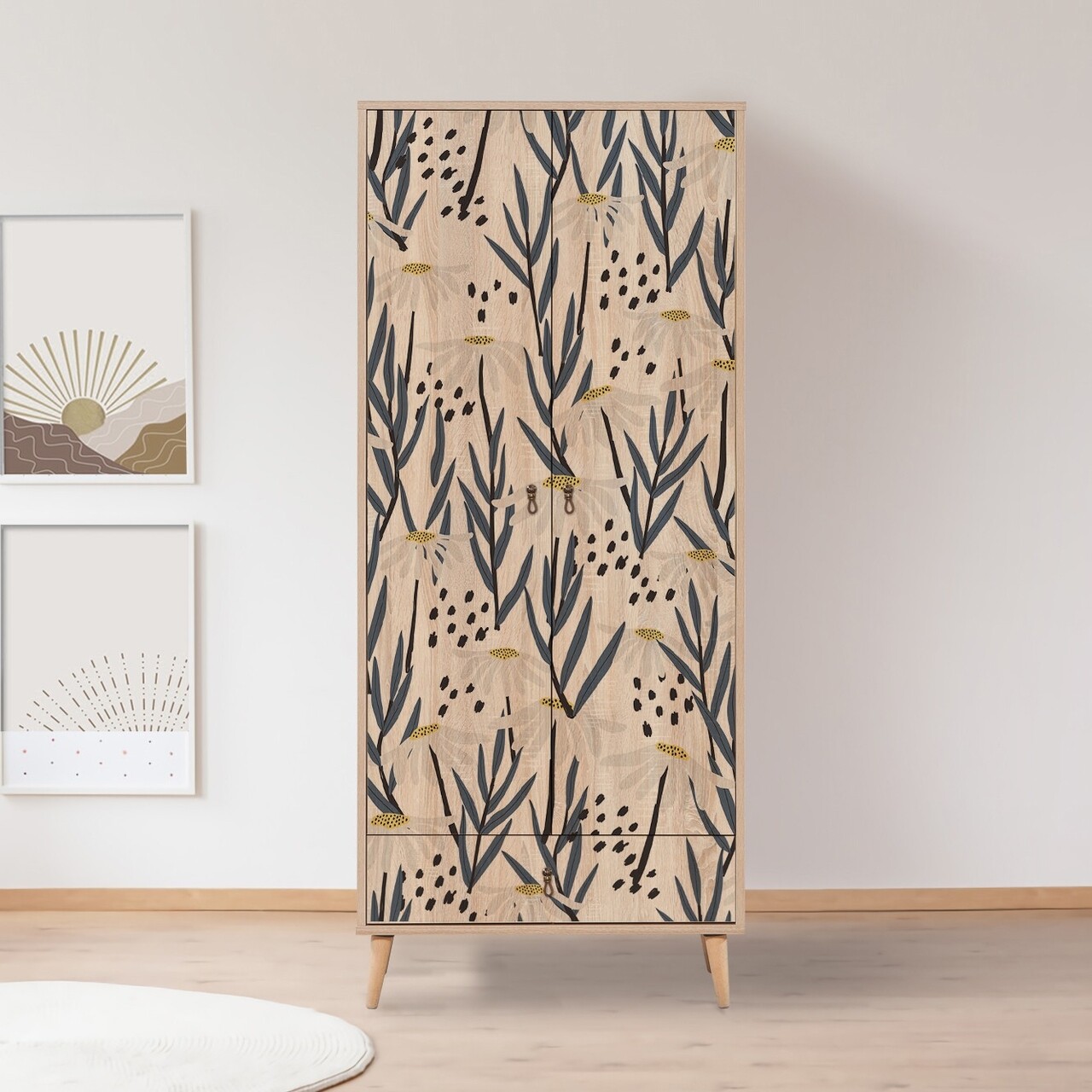 Dulap pentru haine, Vella, City Daisy, 80 x 190 x 45 cm, pal melaminat, multicolor - imagine 5
